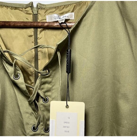 Amelia Career Dress Size 12 Olive Green NWT Casual Office Workwear Career Party - Picture 3 of 5